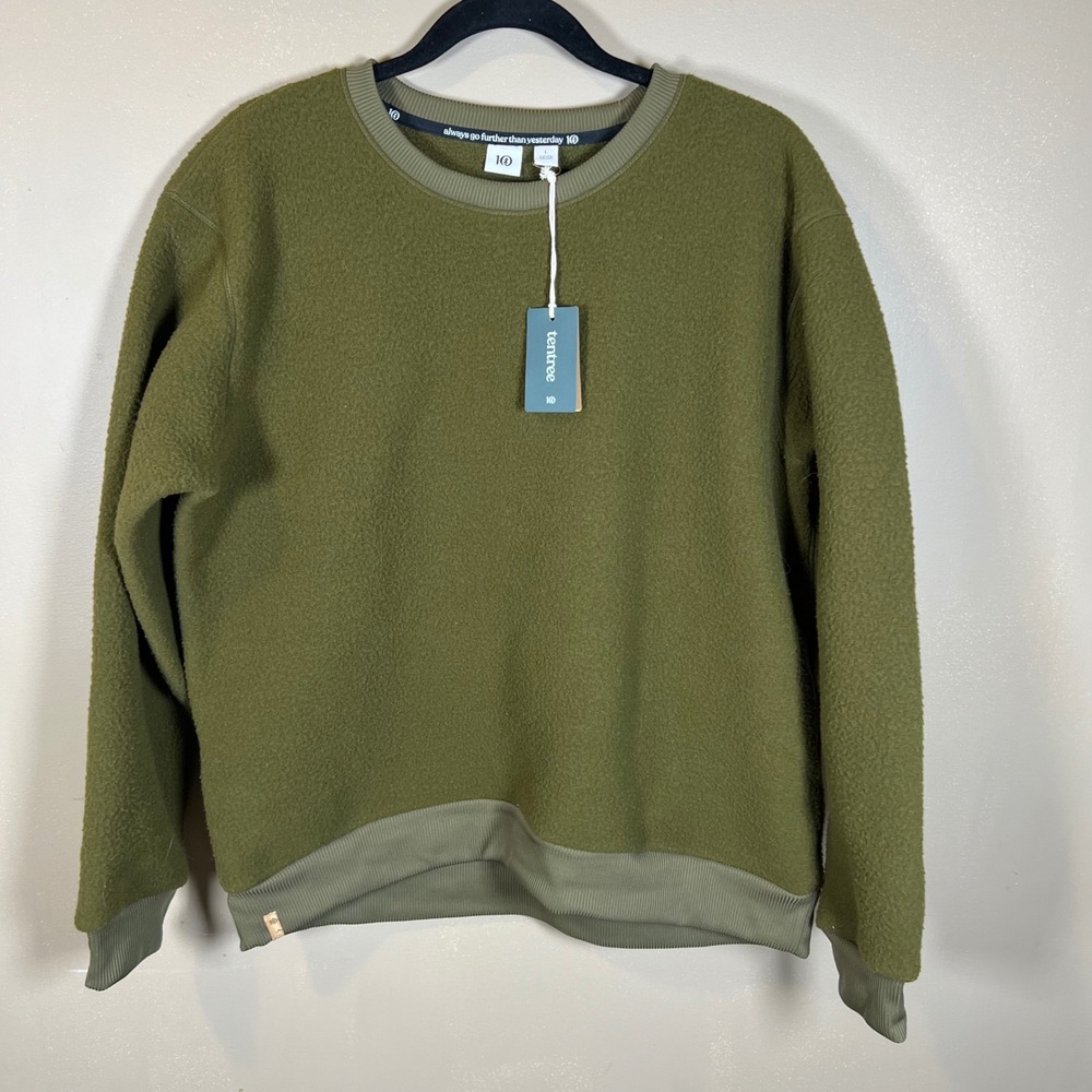 Tentree Ecoloft Crew Fleece Sweatshirt Uniform Green TCW5200-2243 Mens L NWT